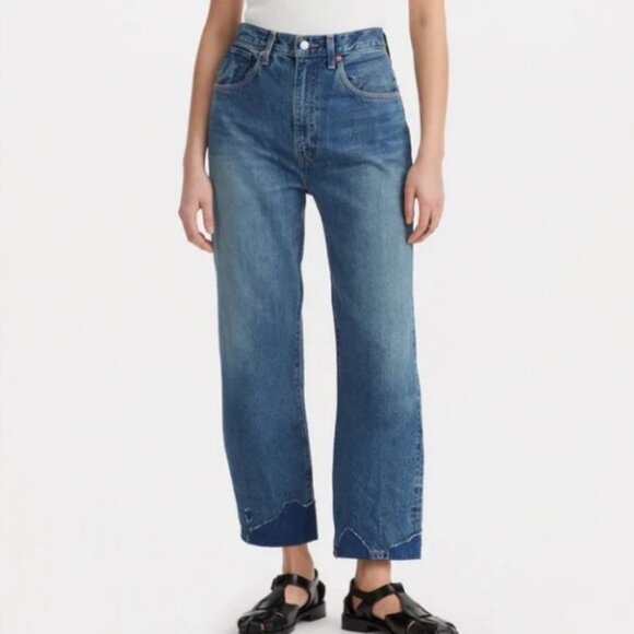 Levi's Denim - Levi's Medium Blue High-Rise Cropped Straight Jeans